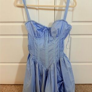 Windsor Blue Mini Dress with Sweetheart Neckline